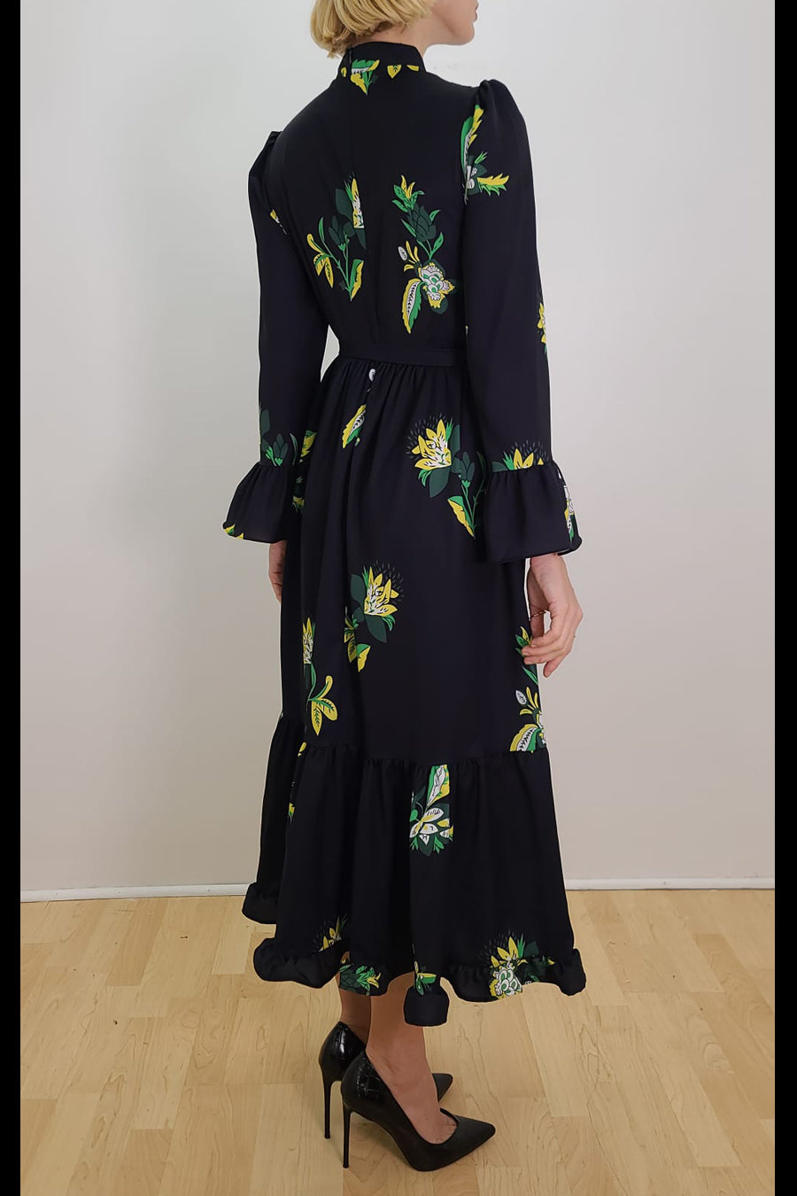 GREEN FLORAL DRESS שמלה
