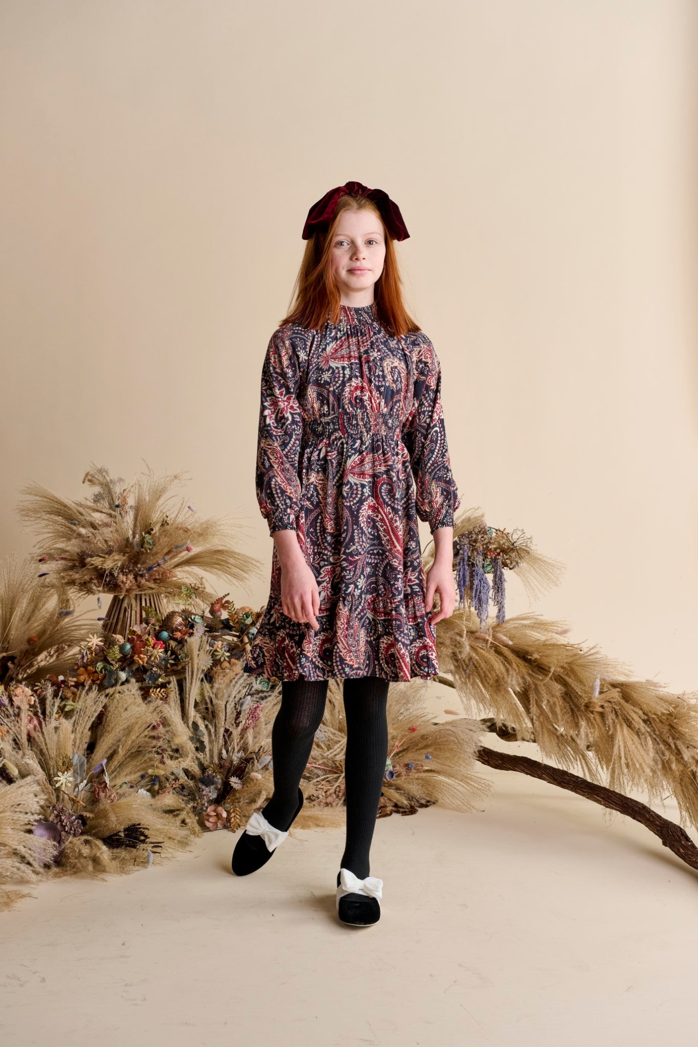 SHIMMER PAISLEY PRINT DRESS שמלה