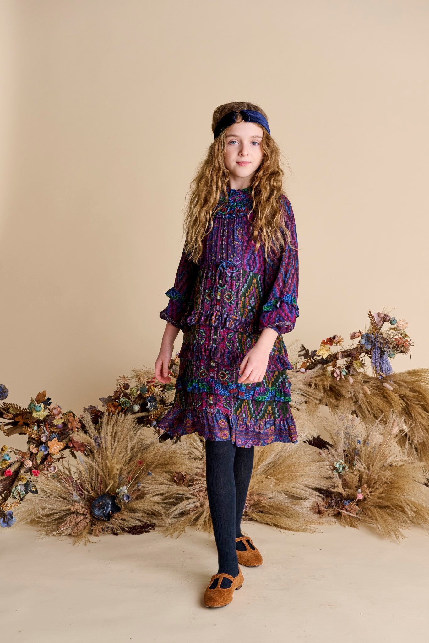 GEOMETRIC TIE WAIST DRESS שמלה