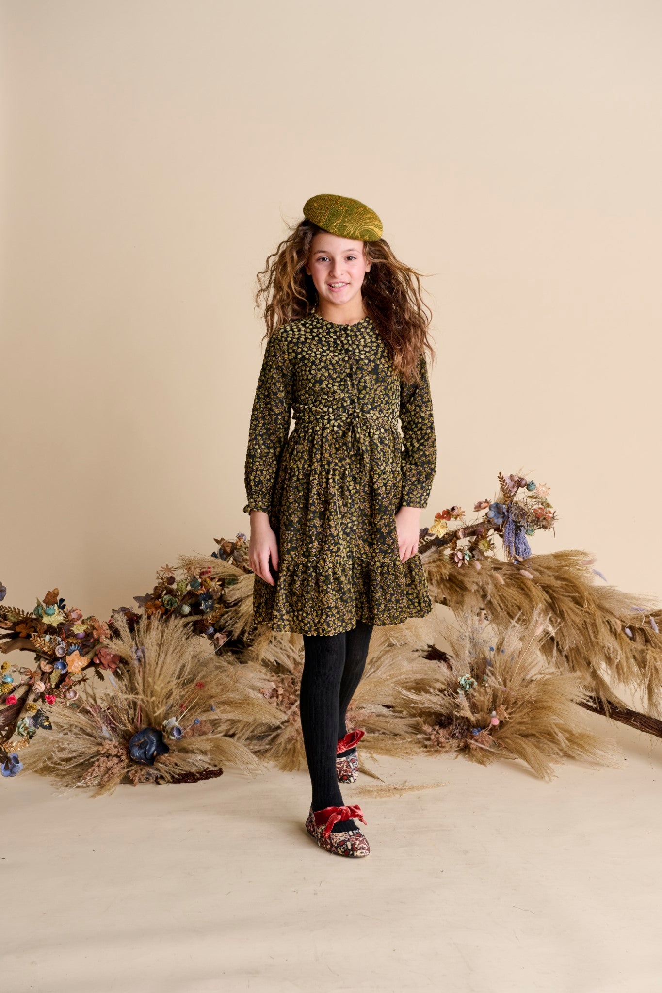 VELVET CLIP DOT DRESS שמלה