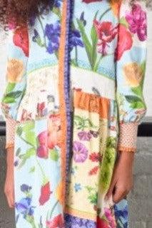 COLORBLOCK FLORAL DESIGN DRESS שמלה