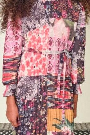MIXED MEDIA PLEATED DRESS שמלה
