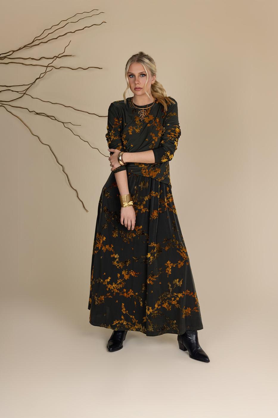 PRINTED MAXI PONTI DRESS