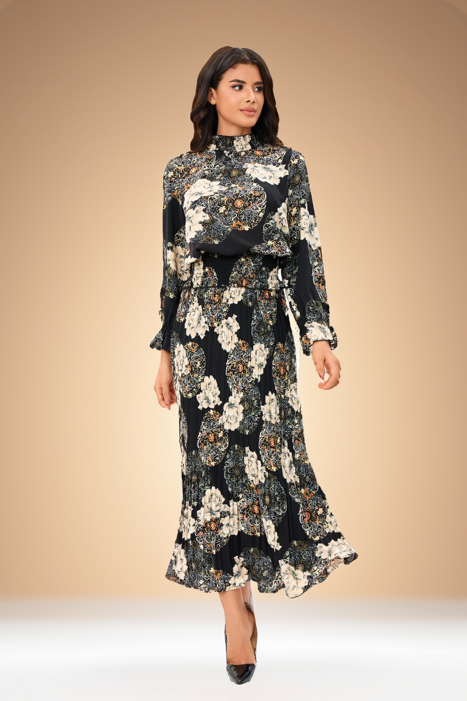 Midnight Blossom Two Piece Midi Set סט