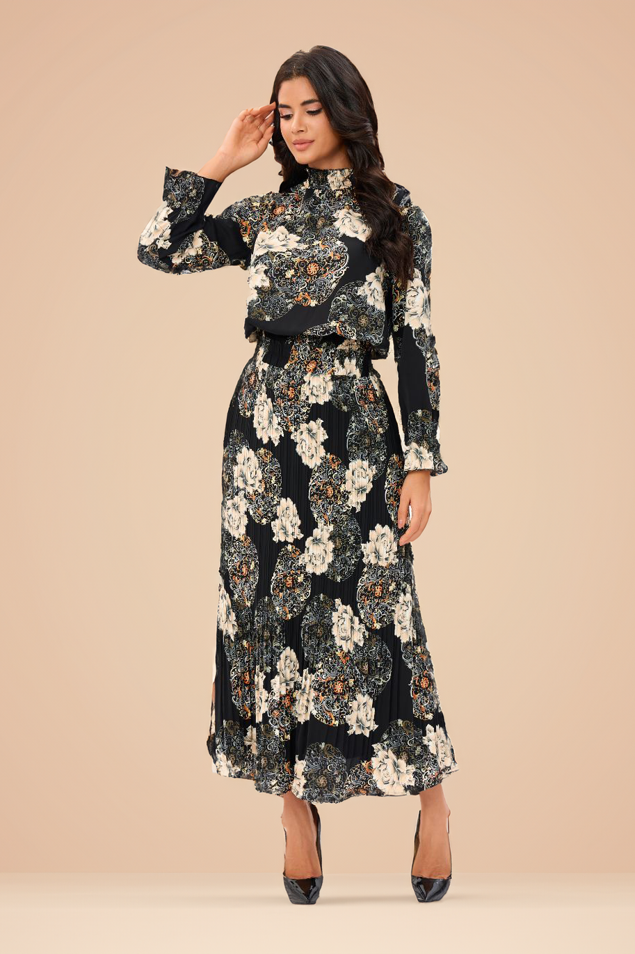 Midnight Blossom Two Piece Midi Set סט