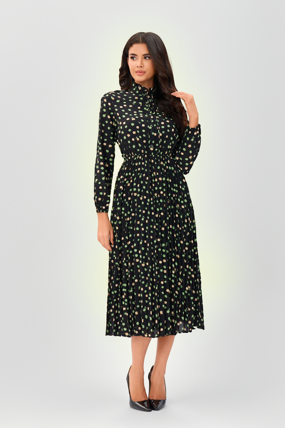 Green Foliage Midi Dress שמלה