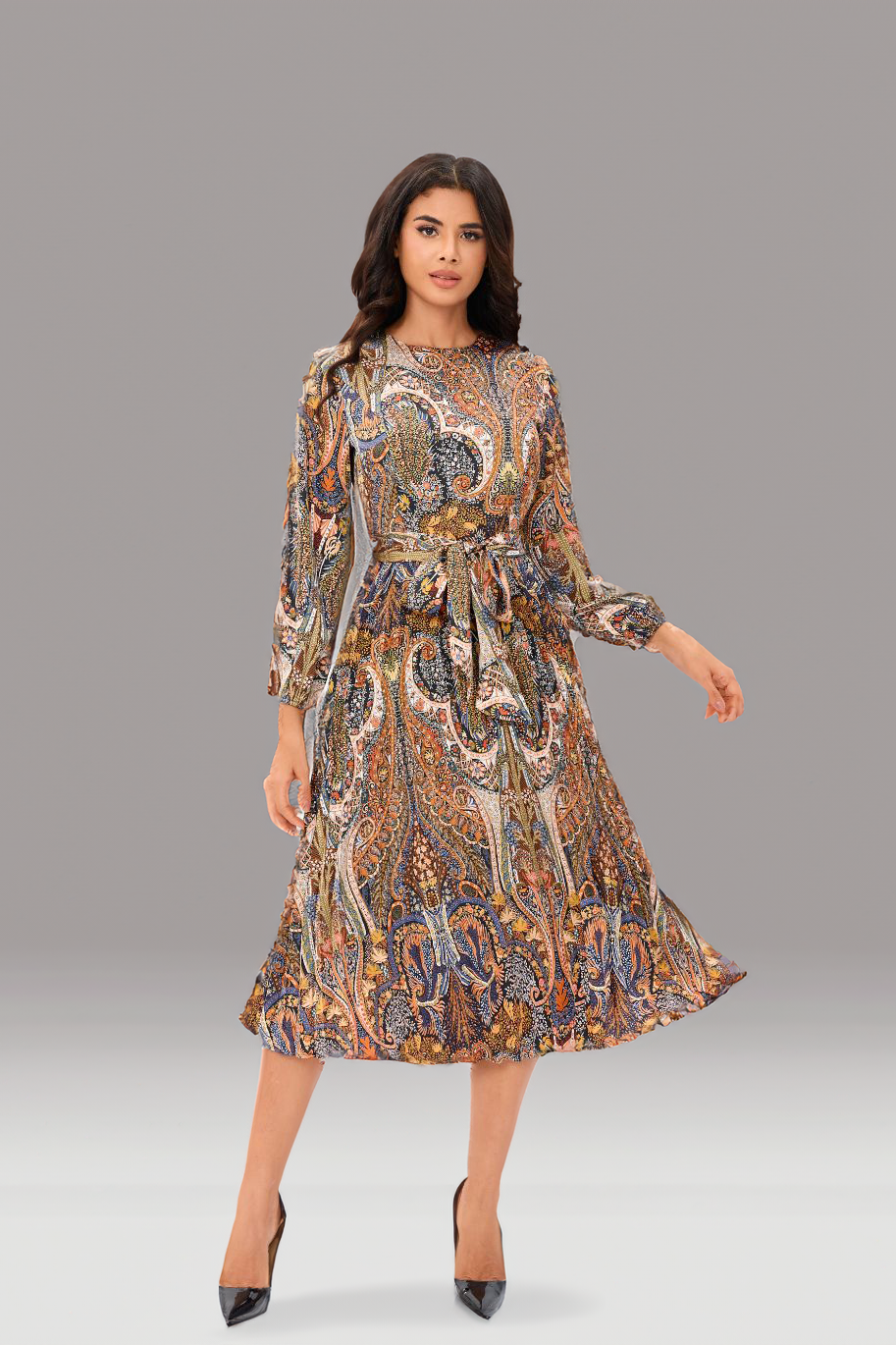 Paisley Midi Dress שמלה