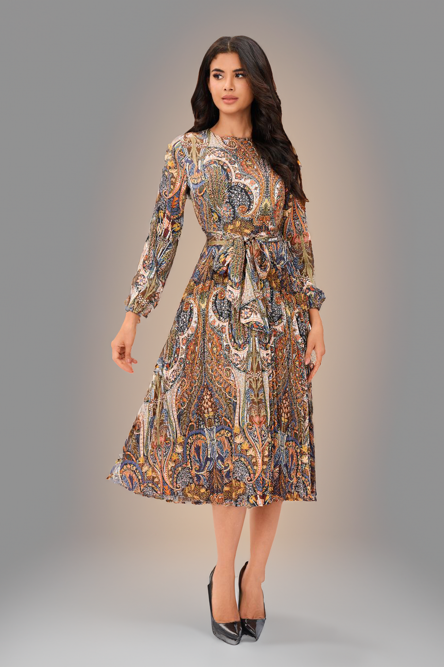 Paisley Midi Dress שמלה