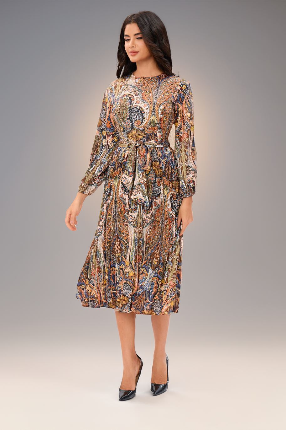 Paisley Midi Dress שמלה