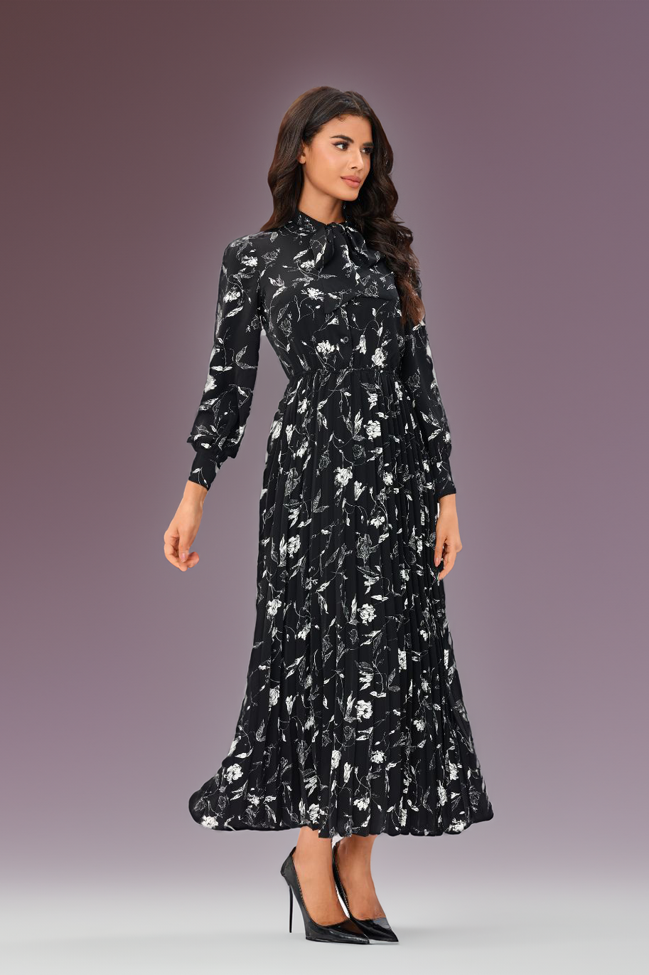 Floral Midi Dress שמלה