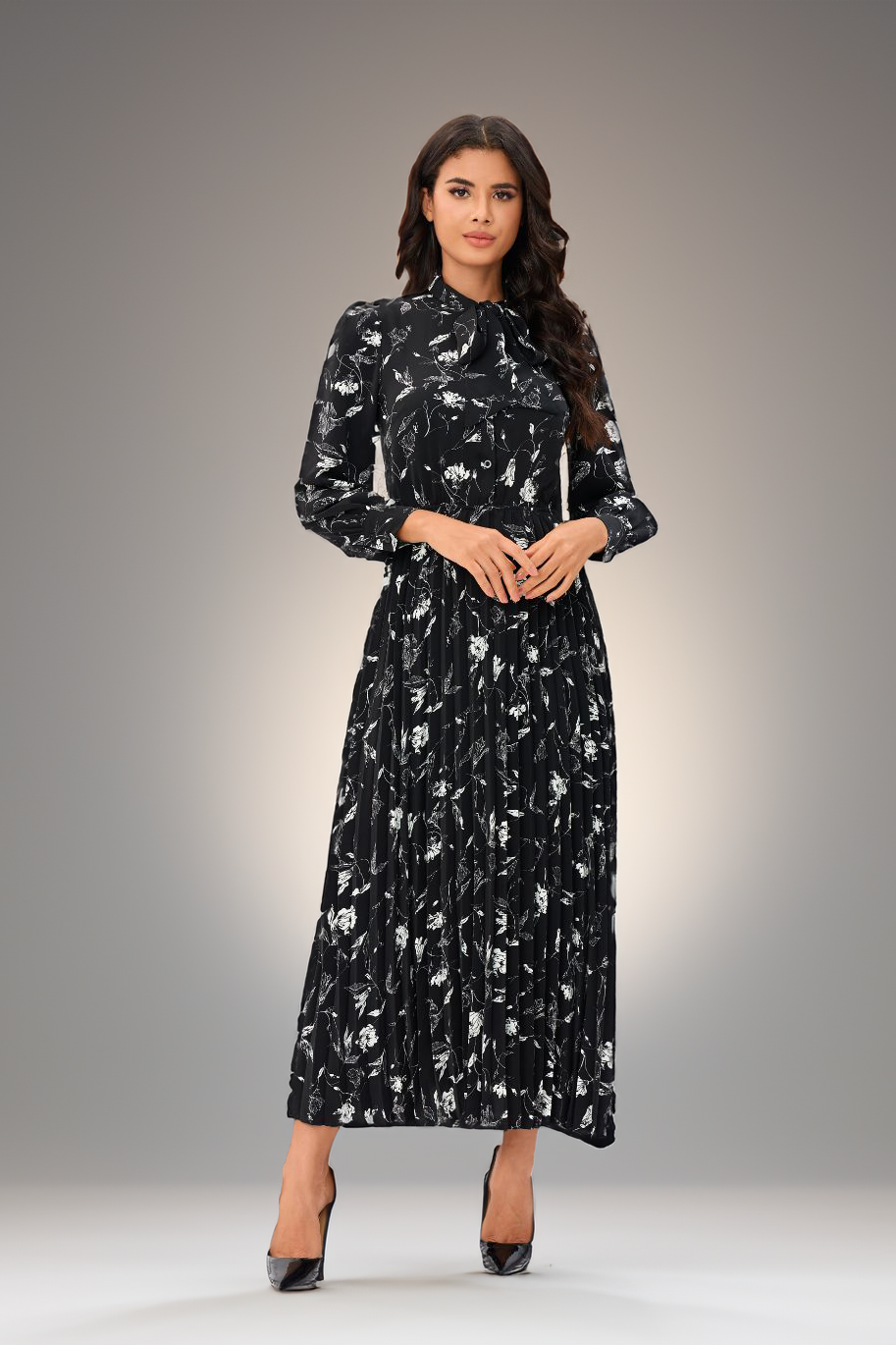 Floral Midi Dress שמלה