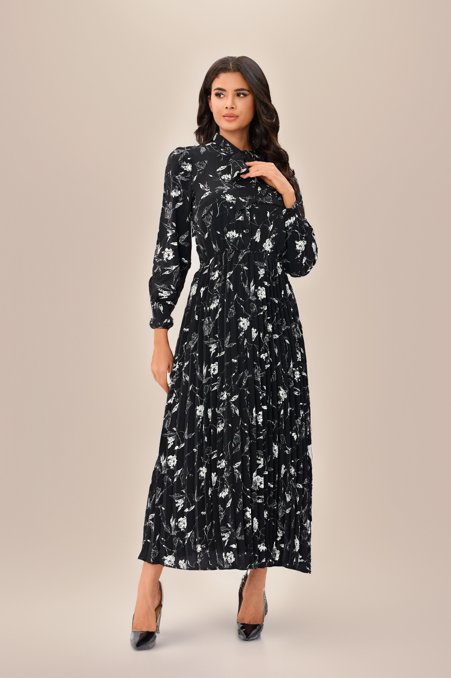 Floral Midi Dress שמלה