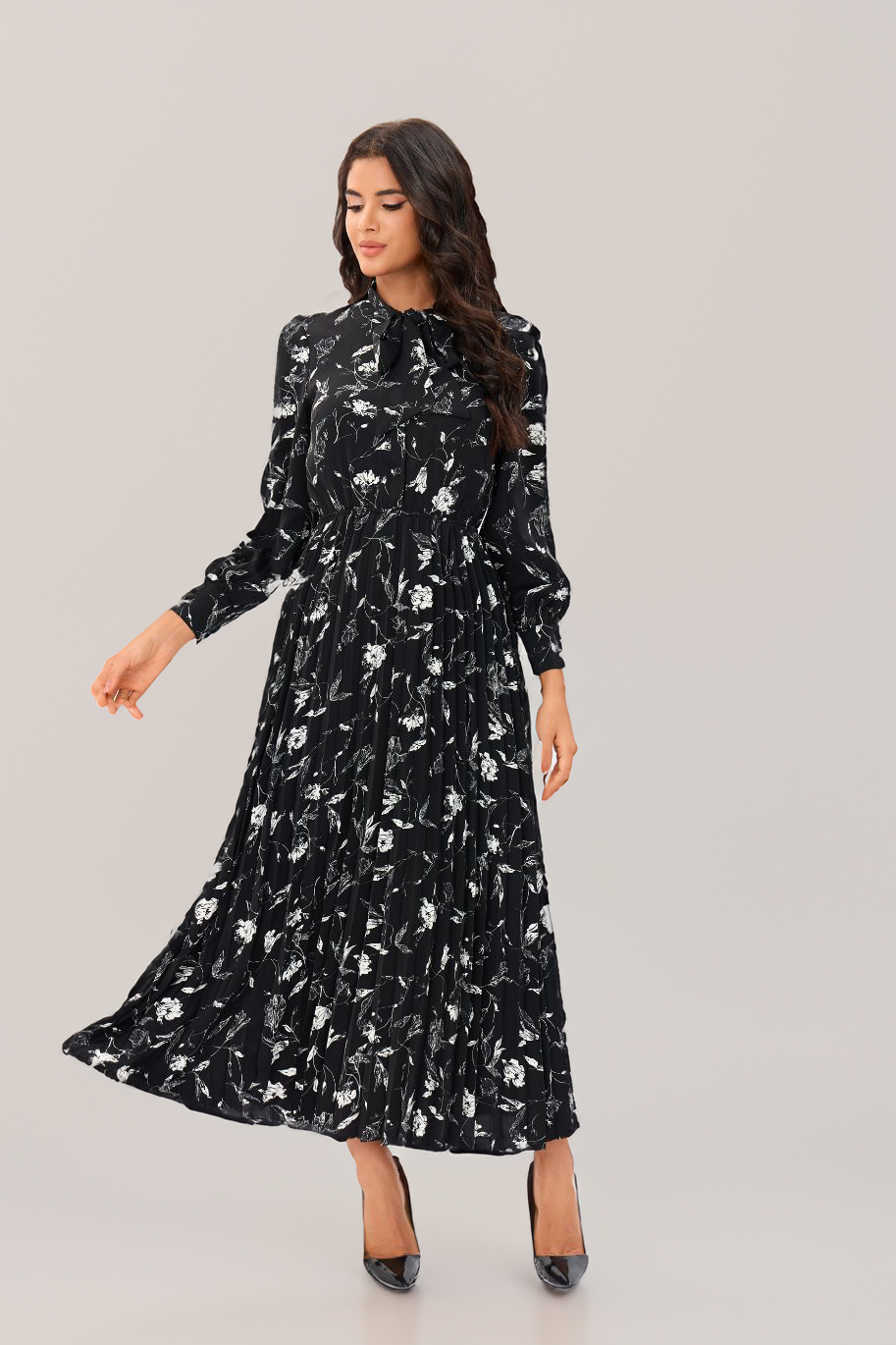 Floral Midi Dress שמלה