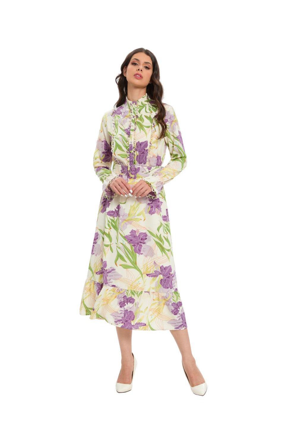 LAVENDER FIELD MIDI DRESS שמלה