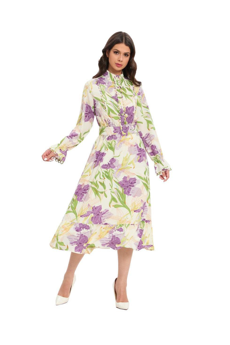 LAVENDER FIELD MIDI DRESS שמלה