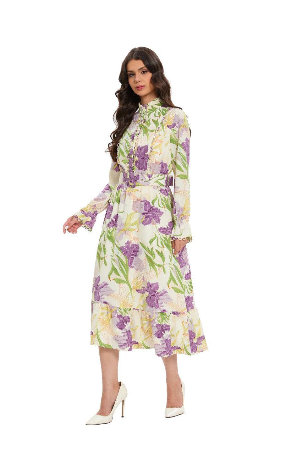 LAVENDER FIELD MIDI DRESS שמלה