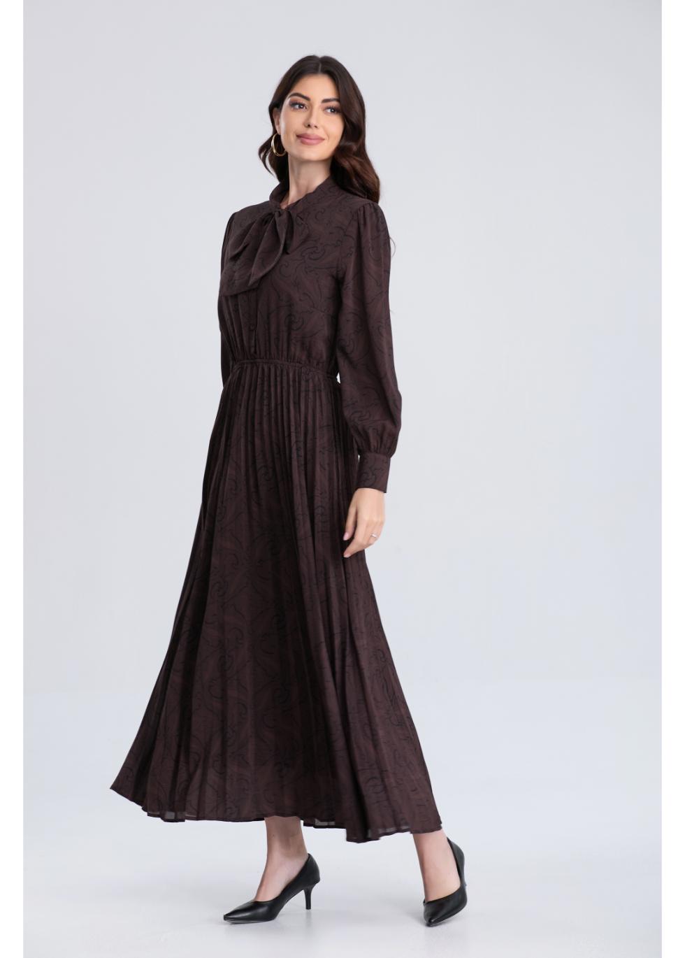 CHOCOLATE SWIRL MIDI DRESS