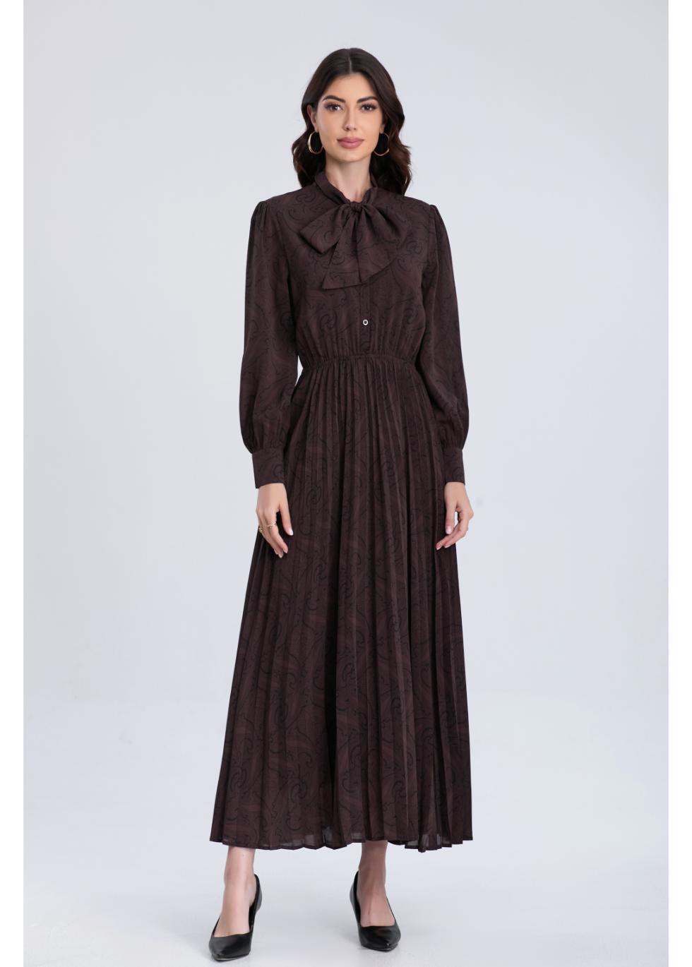 CHOCOLATE SWIRL MIDI DRESS