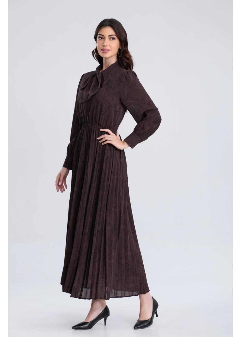 CHOCOLATE SWIRL MIDI DRESS
