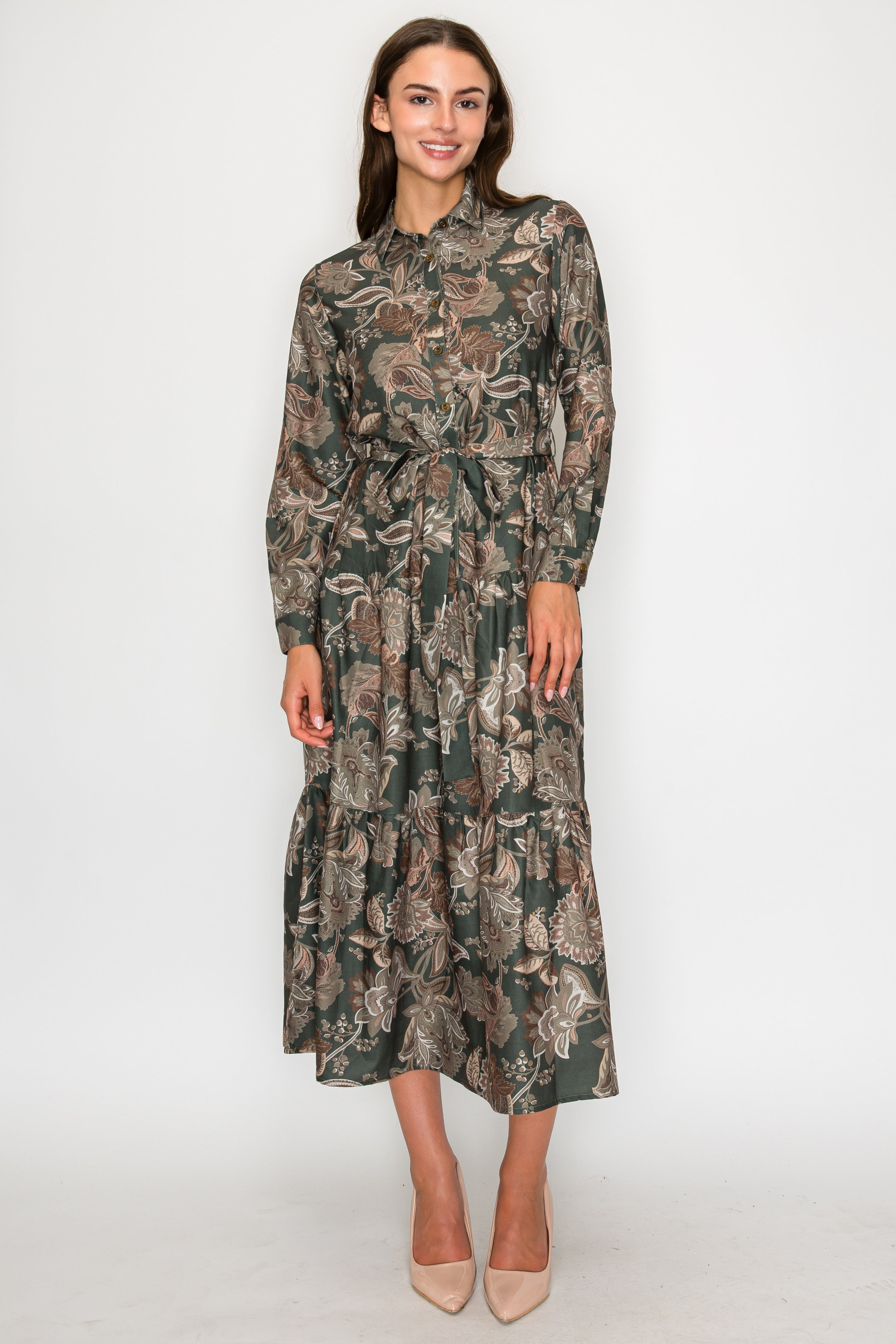 L/S PAISLEY SHIRT DRESS
