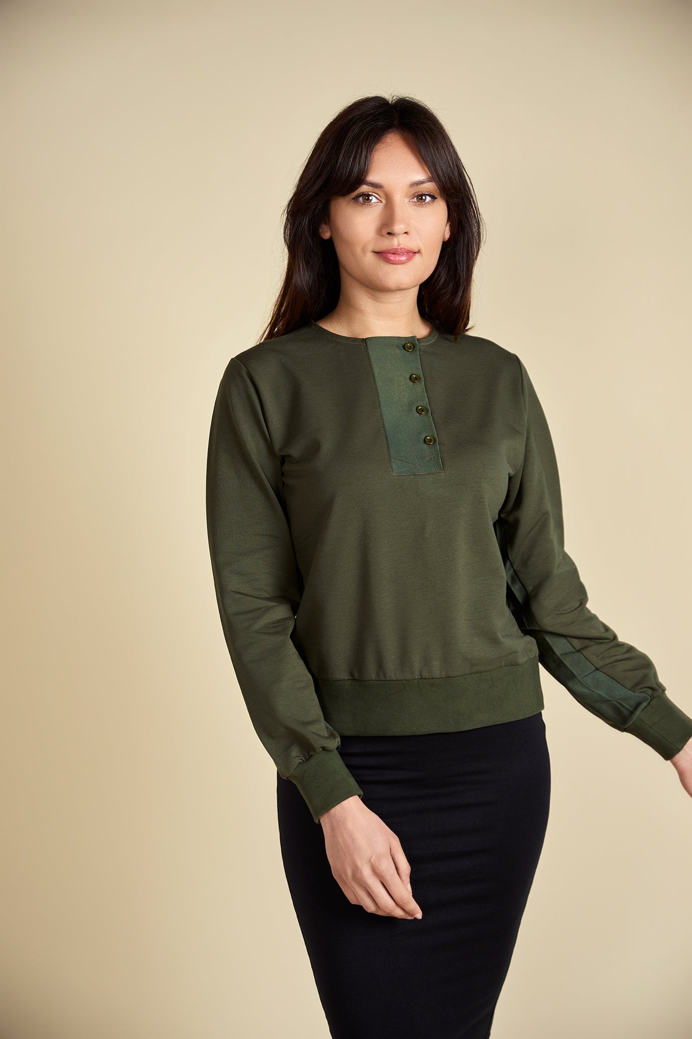 BUTTON SWEATSHIRT קפוצ'ון