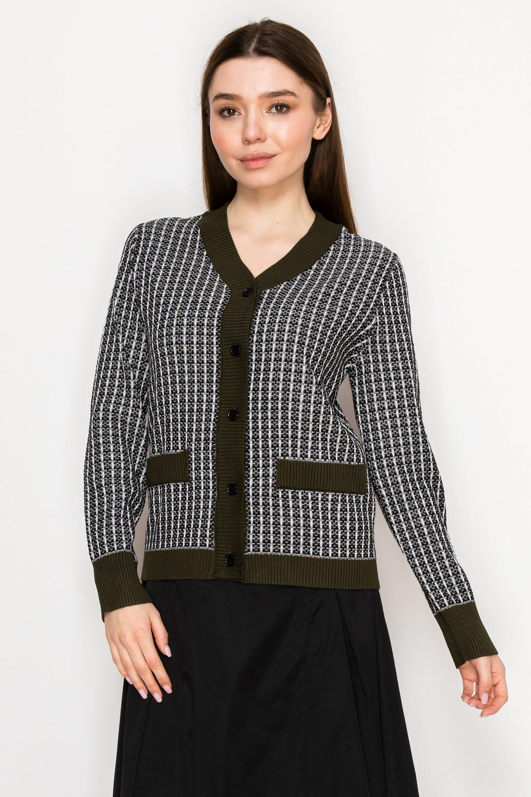 POCKET FRONT V NK SWEATER