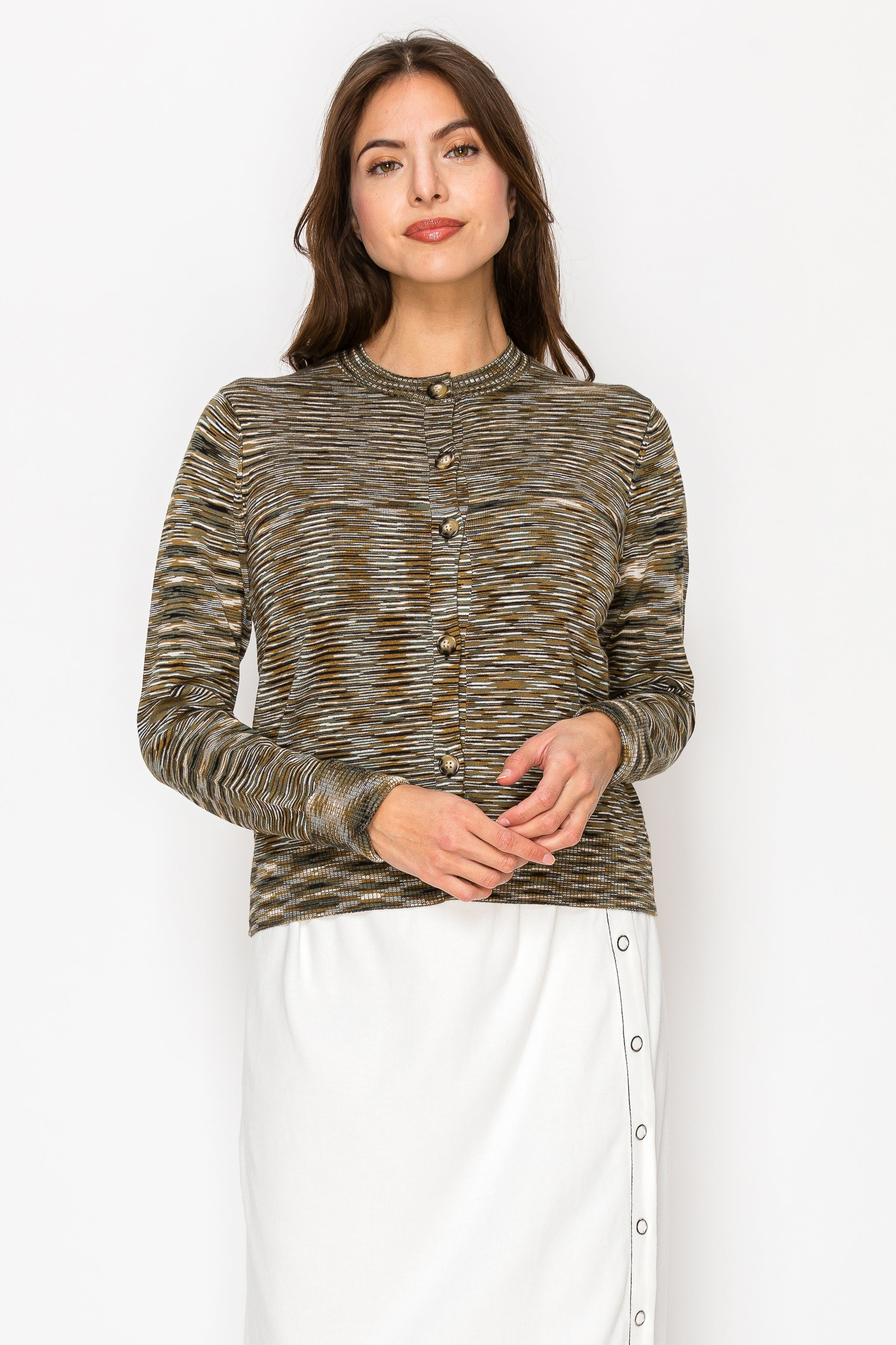 SPACE-DYE PRINT CARDI