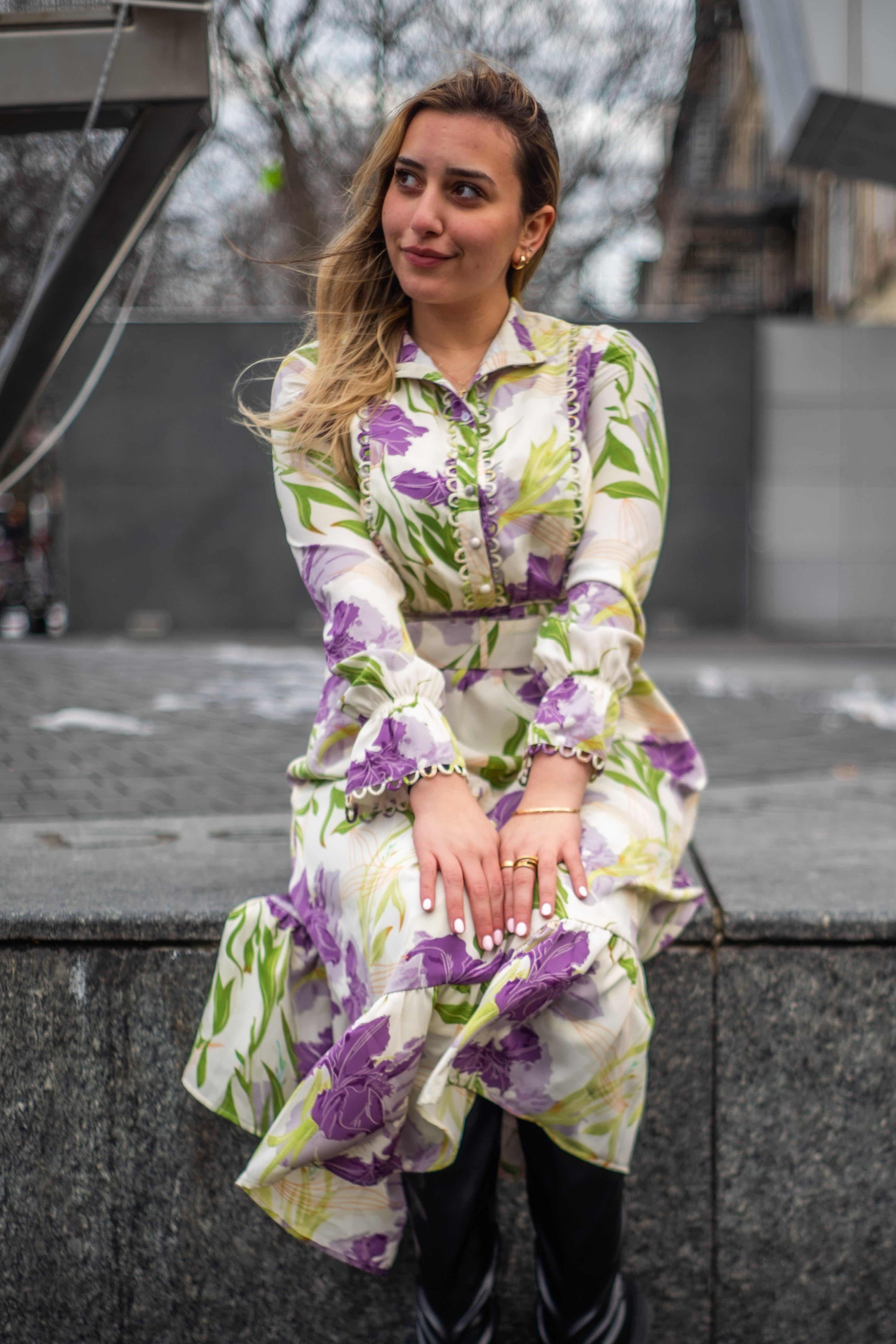 LAVENDER FIELD MIDI DRESS שמלה