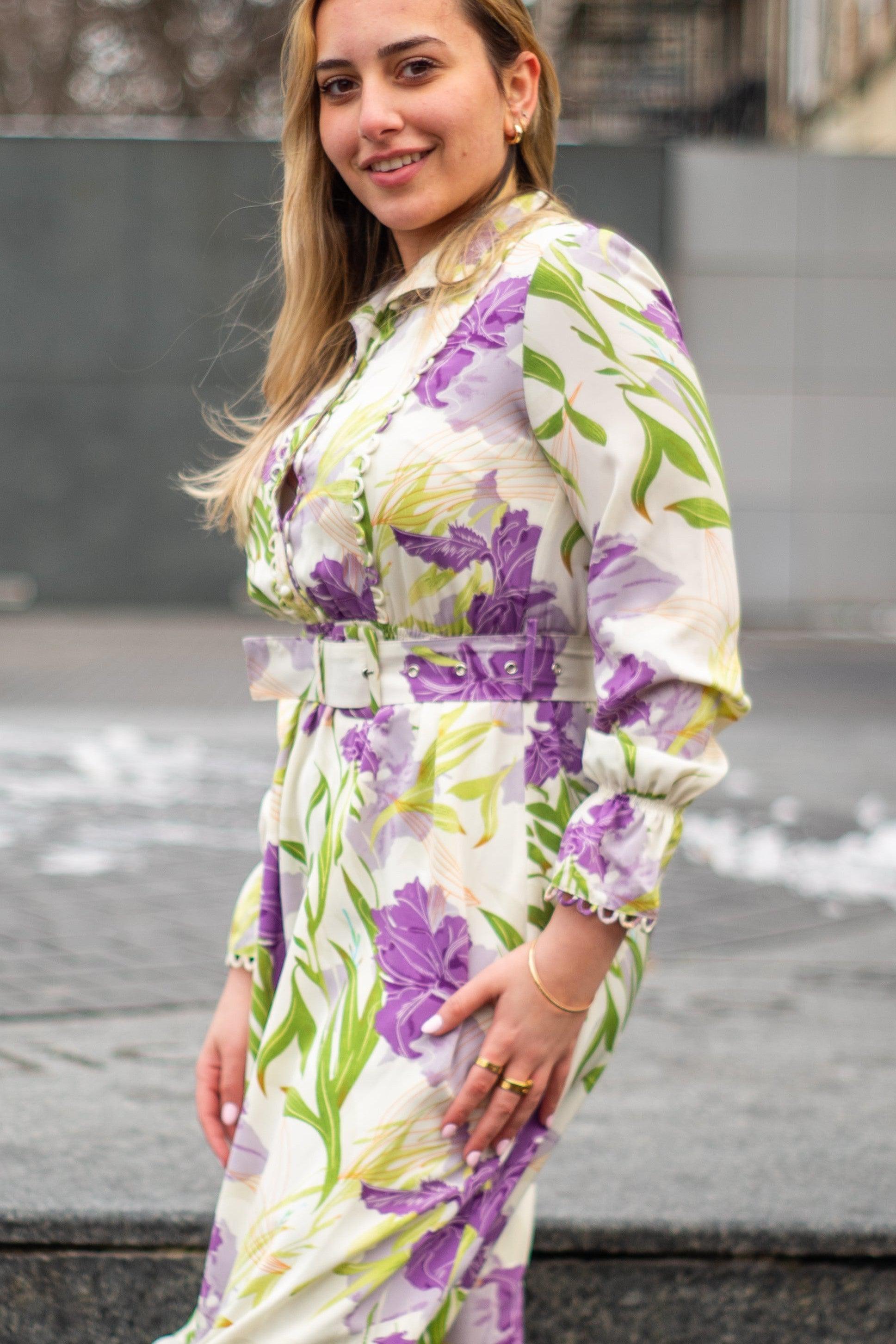 LAVENDER FIELD MIDI DRESS שמלה