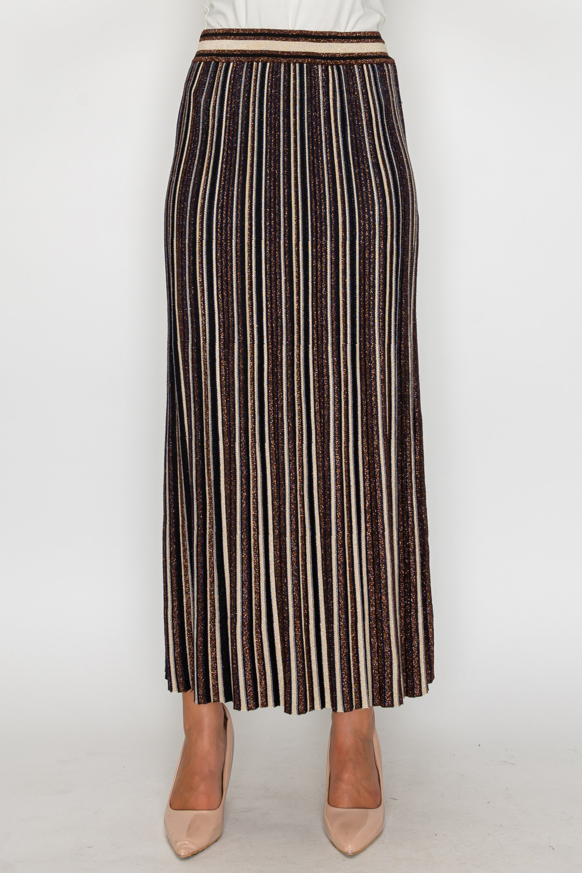 MATCHING SHIMMER KNIT STRIPE SKIRT