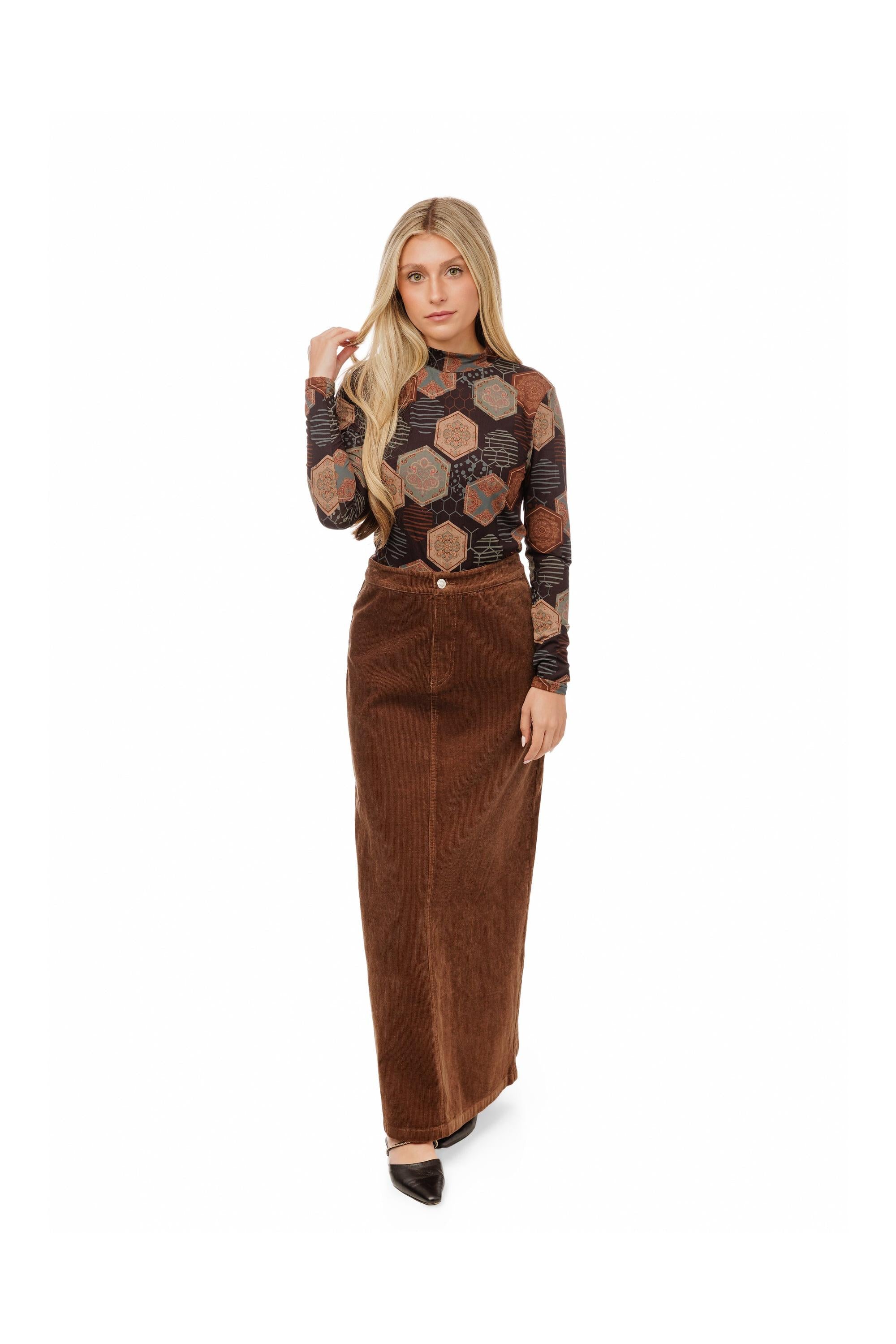PRINTED MOCK NECK TOP