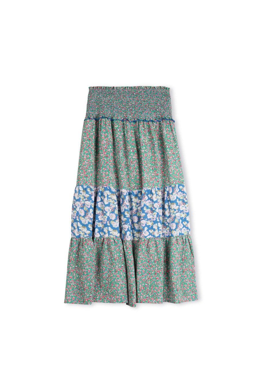 SMOCK WAISTED PRINT MAXI SKIRT חצאית