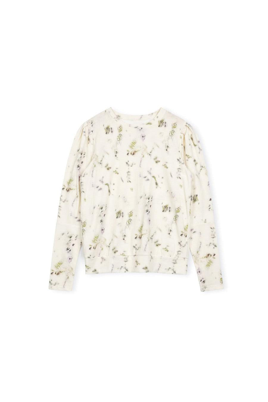 PRINTED BOXY SHIRRED SLEEVE SWEATSHIRT חולצה