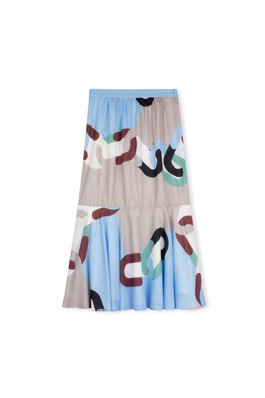 LARGE CHAIN PRINT FLOWY MIDI SKIRT חצאית