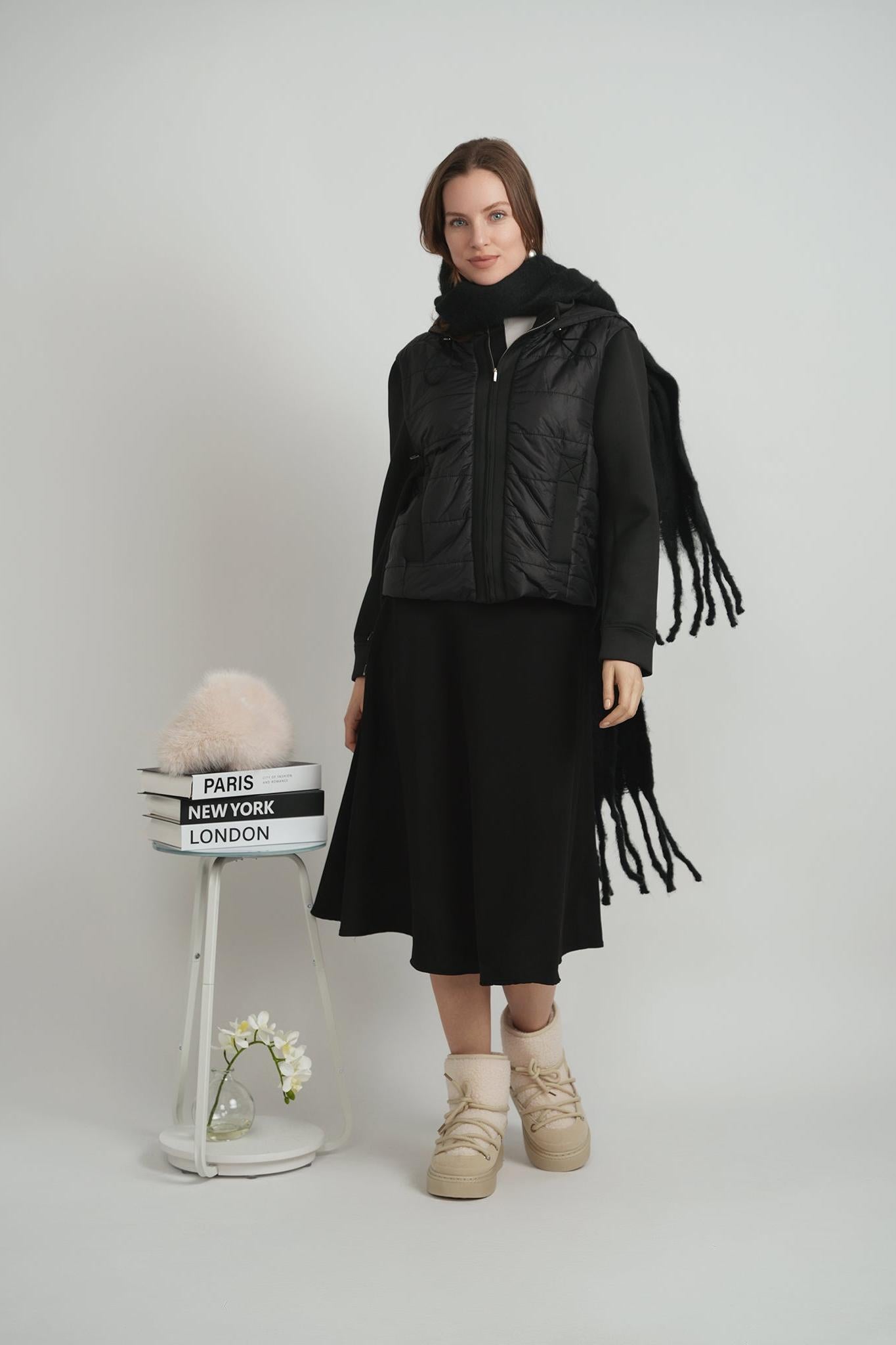 LADIES QUILTED COMBO BOMBER JACKET
