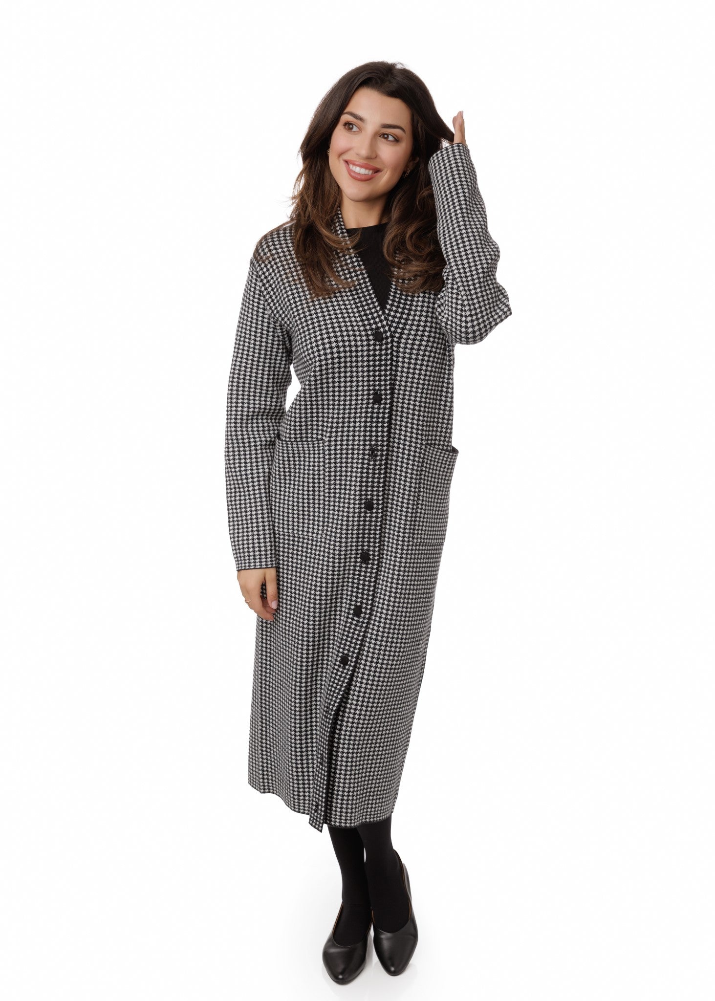 HOUNDSTOOTH KNIT DRESS