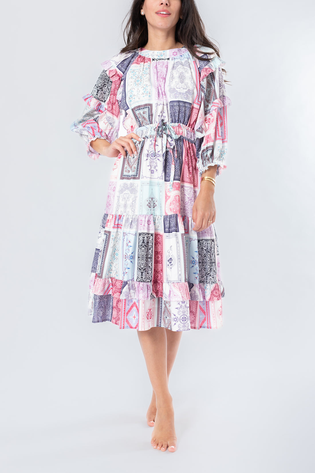 KIRSTEN PATCHWORK DRESS שמלה