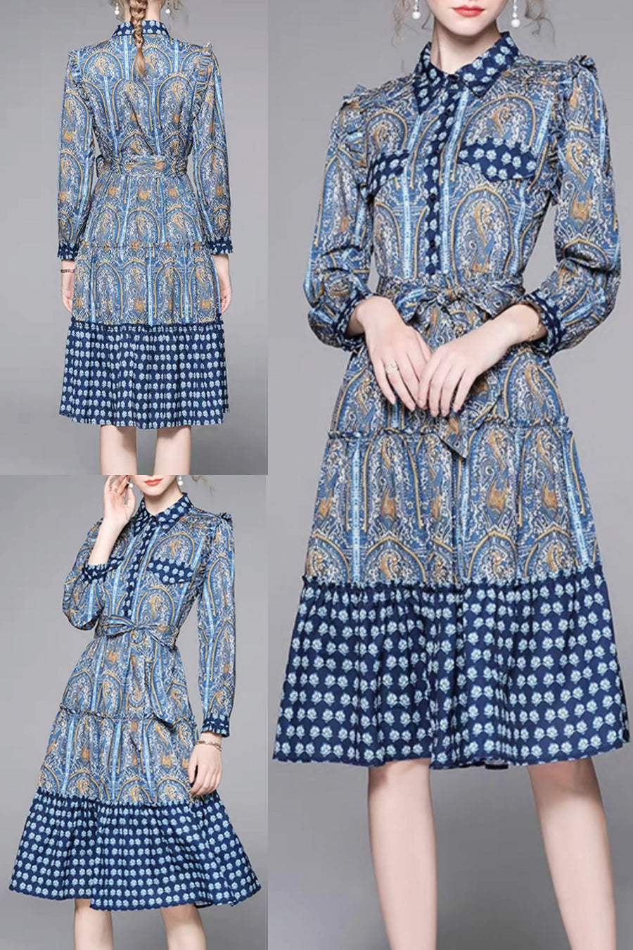 DUAL PATTERN DRESS שמלה