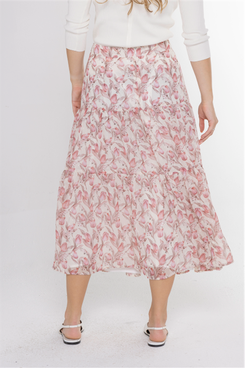 FLORAL TIERED SKIRT חצאית
