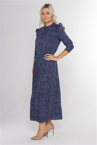 MATCHING MINI FLORAL PRINT PLTD SKIRT חצאית