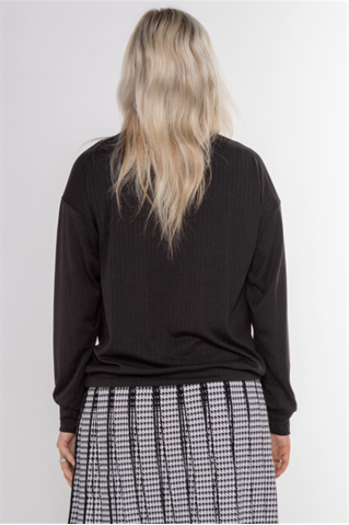DRAWSTRING NECK WIDE RIBBED TOP חולצה