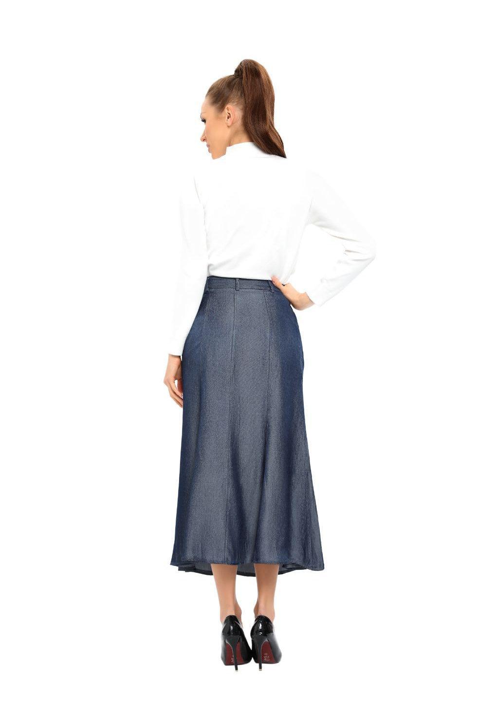 Denim Look Midi Skirt - MissFinchNYC