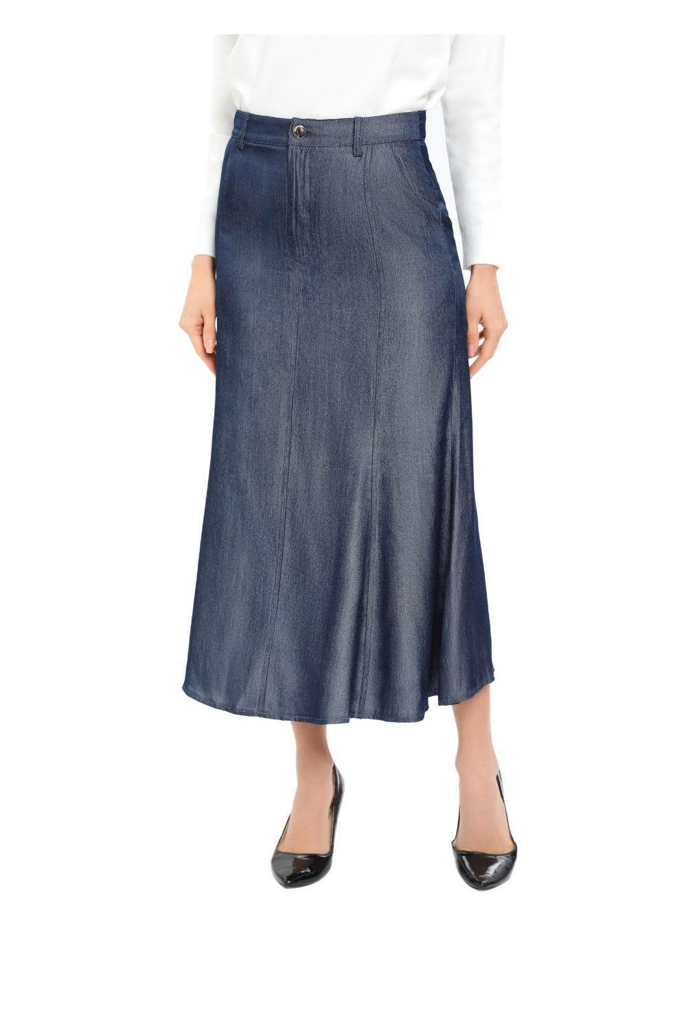 Denim Look Midi Skirt - MissFinchNYC