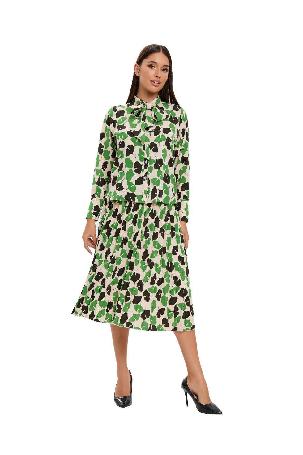 Long Sleeve Spring Print 2PC Midi Dress Set - MissFinchNYC