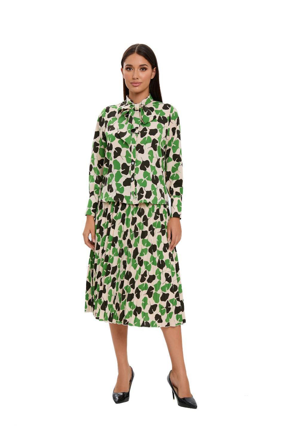 Long Sleeve Spring Print 2PC Midi Dress Set - MissFinchNYC