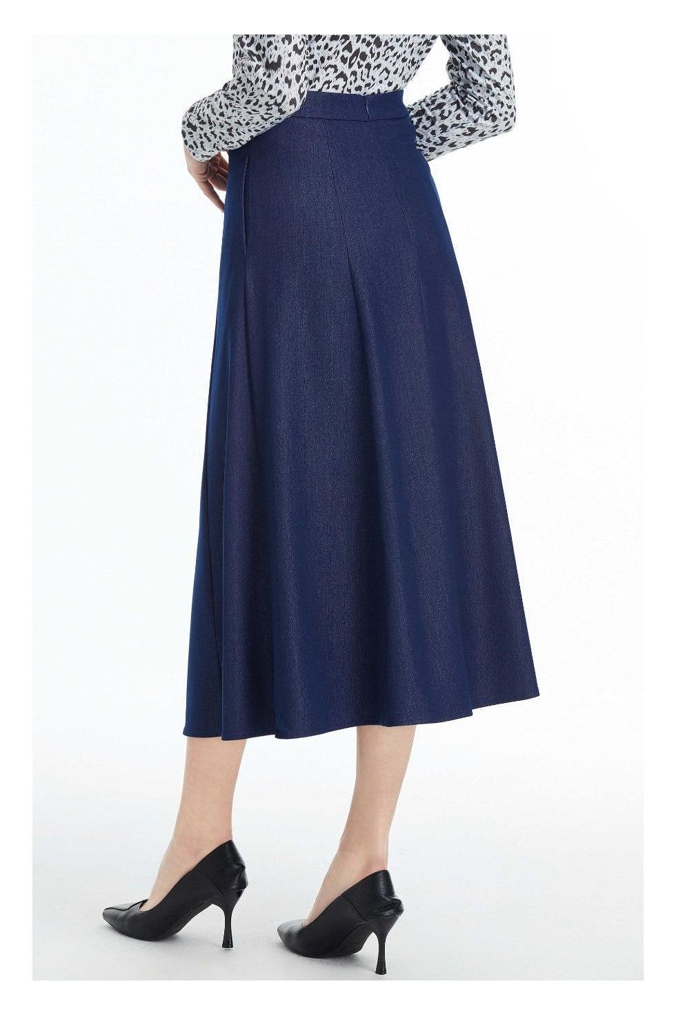 Denim Look Midi Skirt - MissFinchNYC