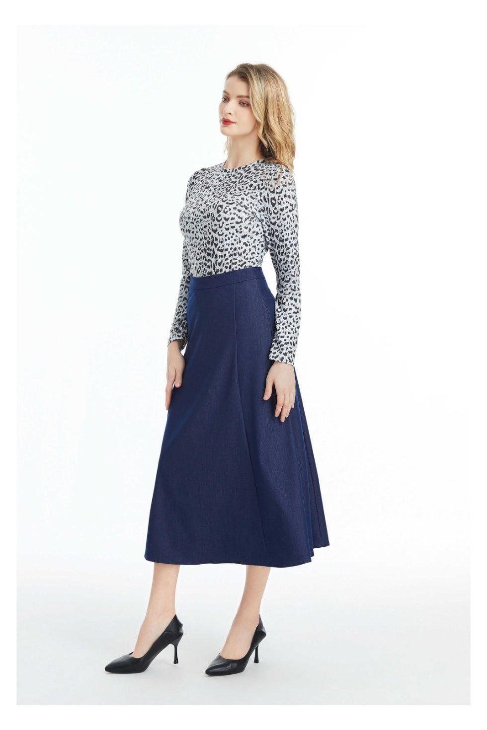 Denim Look Midi Skirt - MissFinchNYC