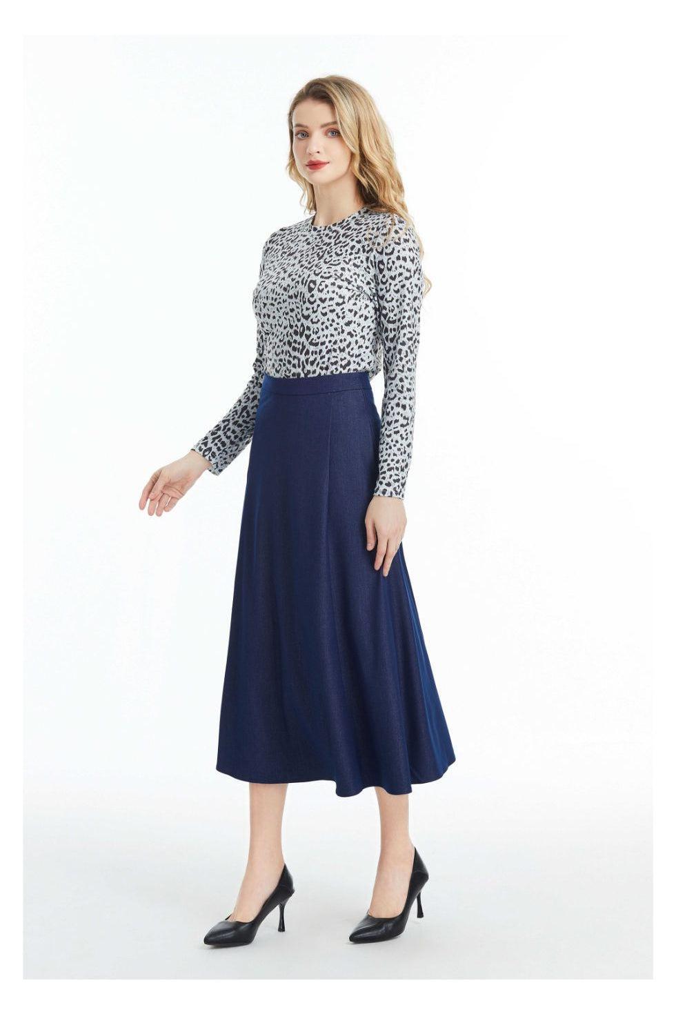 Denim Look Midi Skirt - MissFinchNYC