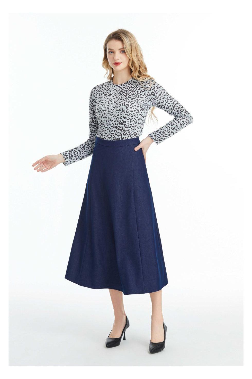 Denim Look Midi Skirt - MissFinchNYC
