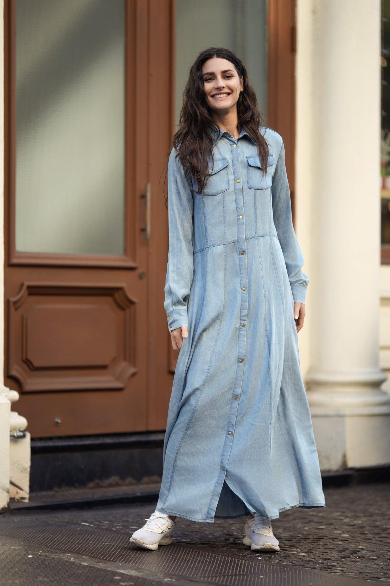 TENCEL SHIRT DRESS שמלה WITH SEAMS